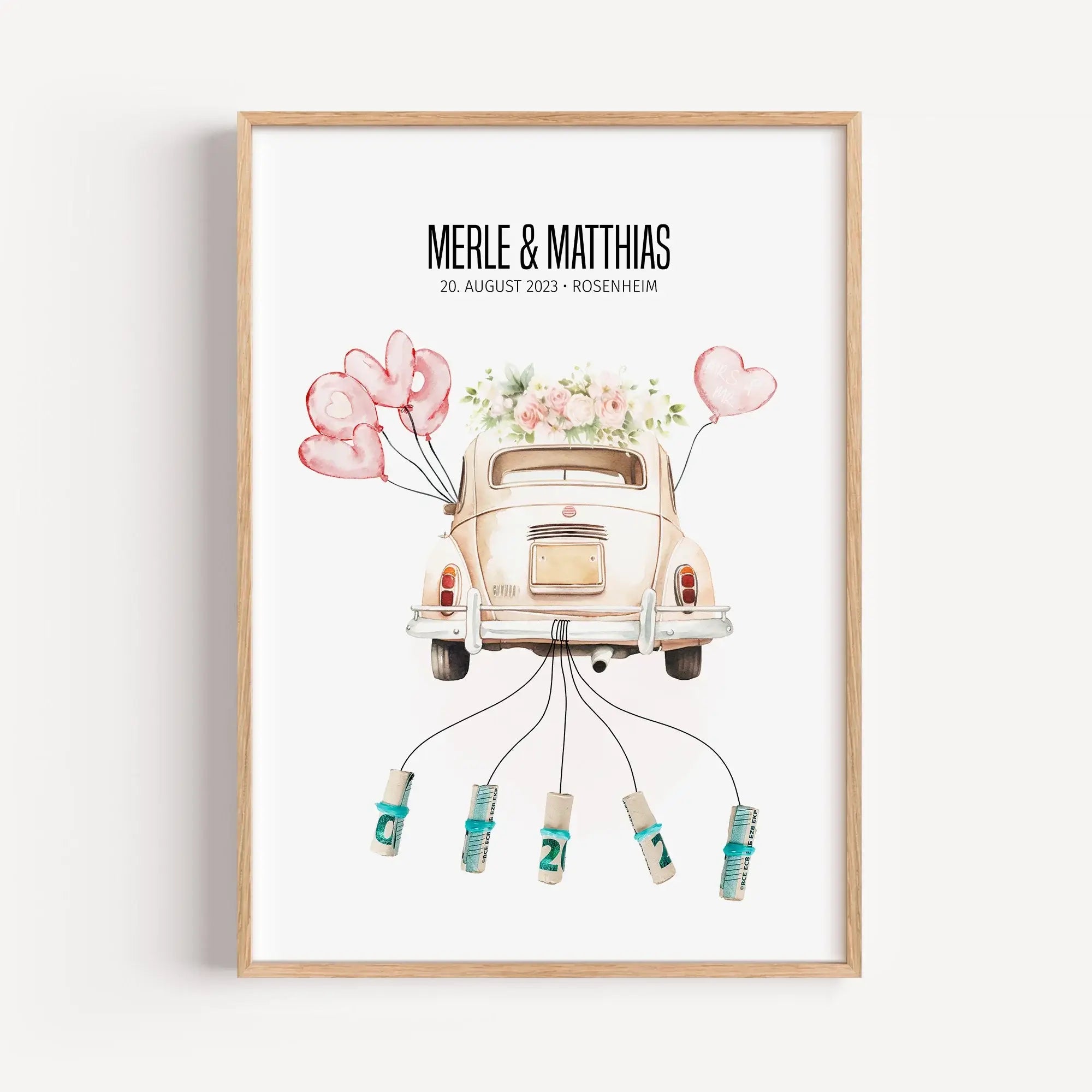 Geldgeschenk Poster Hochzeit - Personalisiertes Poster - famprints - Geldgeschenk Poster Hochzeit