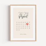 Kalender Poster-famprints-Personalisiertes Poster-Entdecke unser einzigartiges Kalender Poster, das du mit dem Datum deines Kennenlernens, deiner Hochzeit oder einem anderen wichtigen Ereignis personalisieren kannst. Gedruckt auf hochwertigem 250g/m² Prem