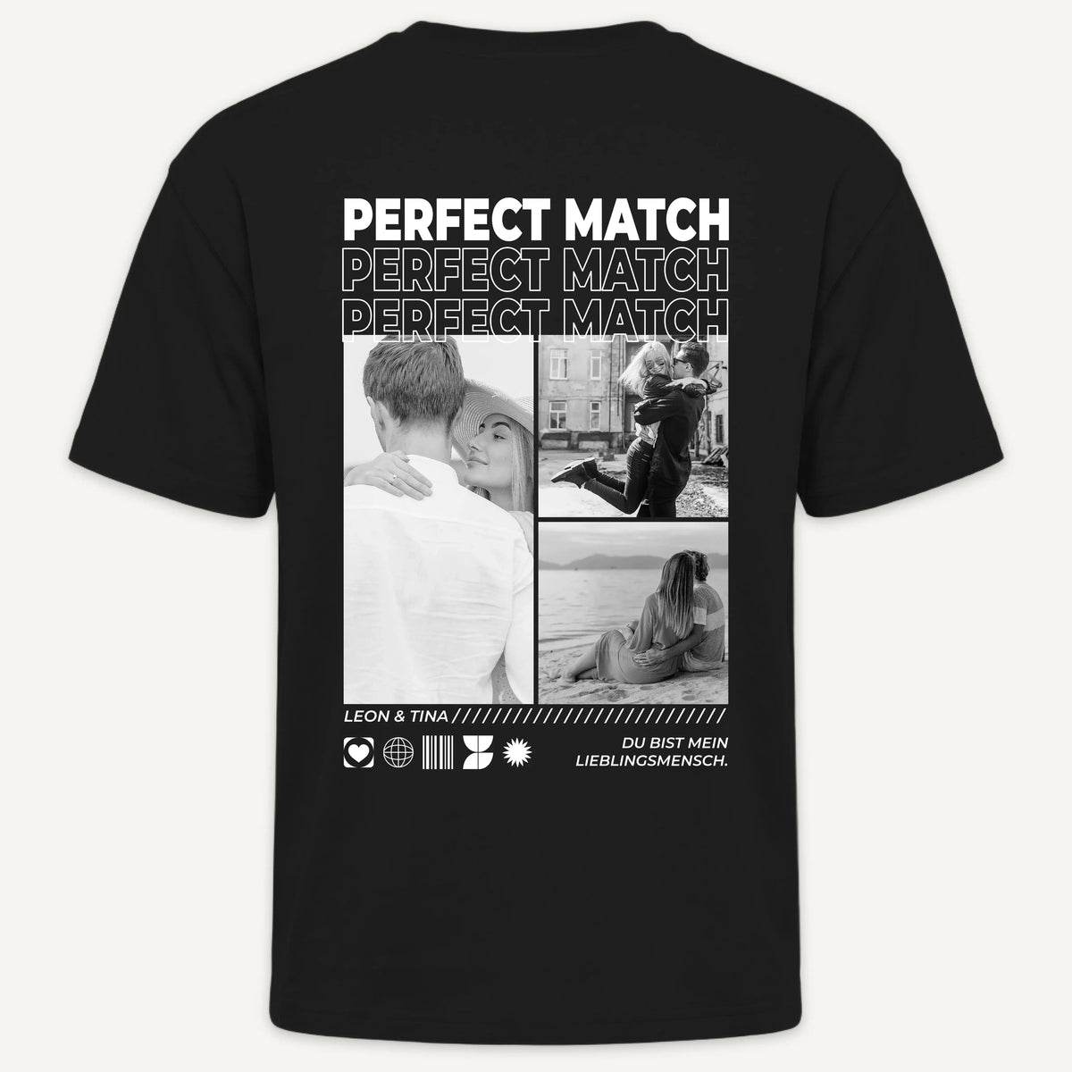 T-Shirt - Personalisiertes T-Shirt PERFECT MATCH - personalisiertes Geschenk zur Hochzeit, Jahrestag, Hochzeitstag oder Valentinstag