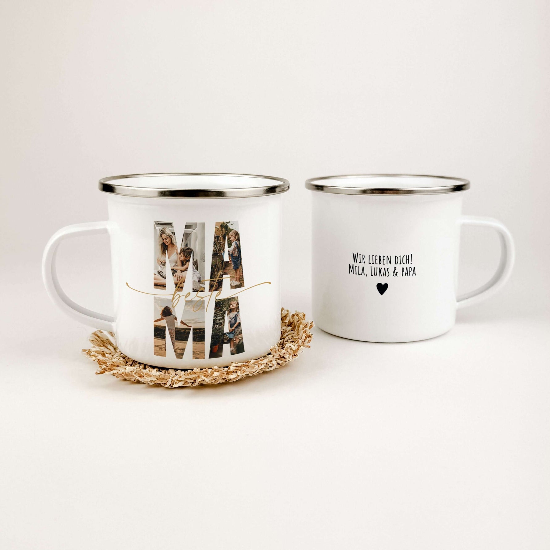 Emaille Tasse beste Mama-famprints-Emaille Tasse-Entdecke die perfekte Art, deiner Mama zu zeigen, wie viel sie dir bedeutet: unsere personalisierte Emaille Tasse beste Mama. Diese Tasse ist nicht nur ein praktisches Geschenk, sondern ein liebevolles Stat