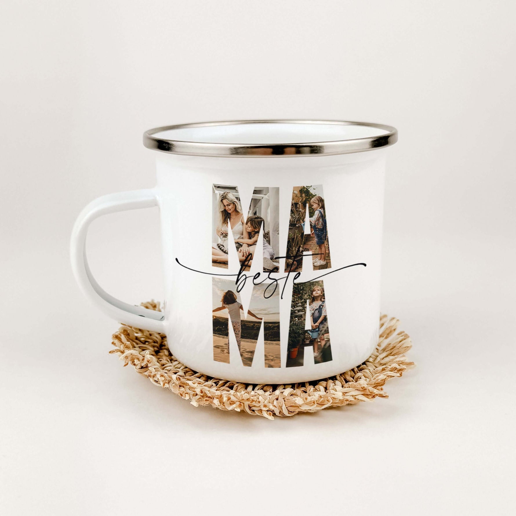 Emaille Tasse beste Mama-famprints-Emaille Tasse-Entdecke die perfekte Art, deiner Mama zu zeigen, wie viel sie dir bedeutet: unsere personalisierte Emaille Tasse beste Mama. Diese Tasse ist nicht nur ein praktisches Geschenk, sondern ein liebevolles Stat