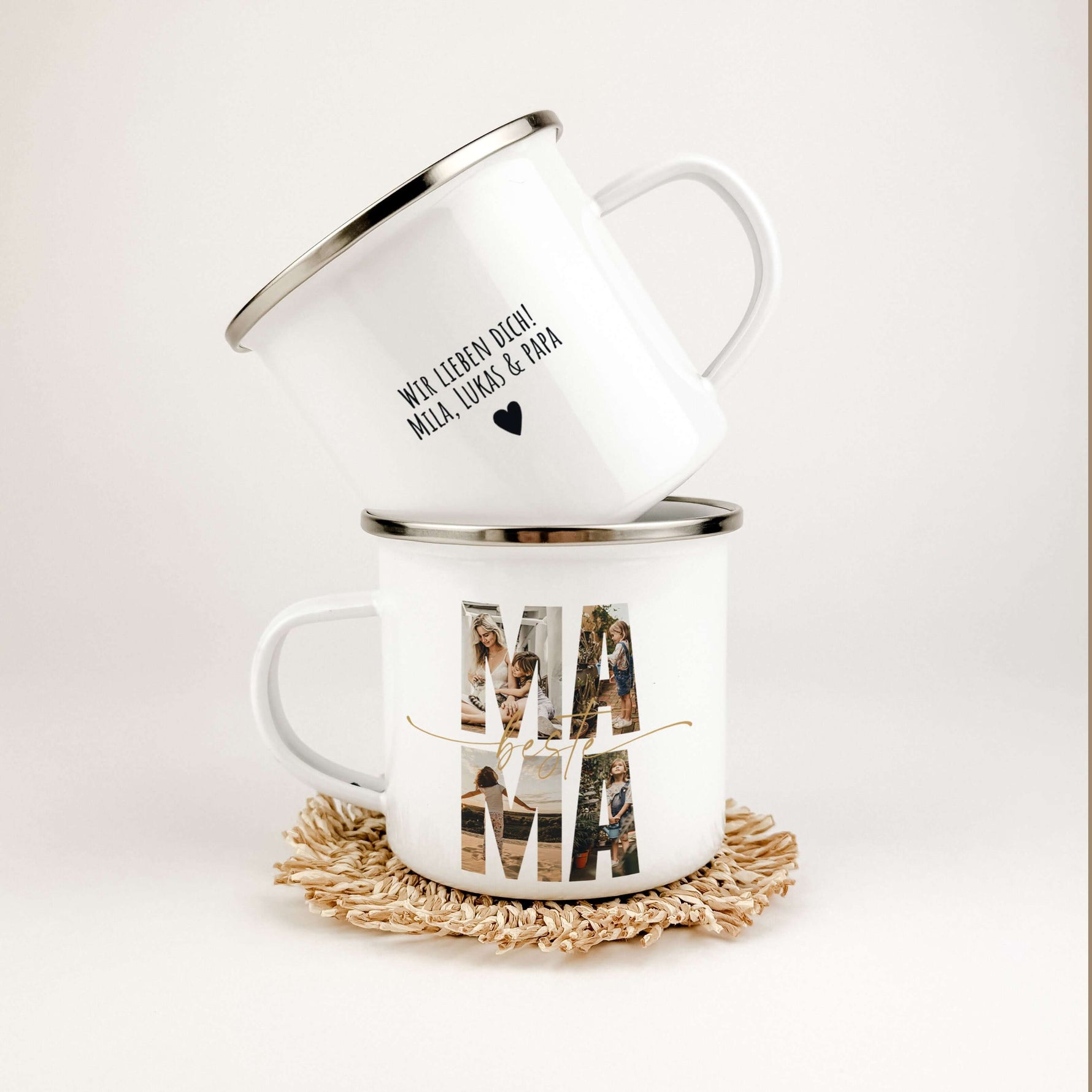 Emaille Tasse beste Mama-famprints-Emaille Tasse-Entdecke die perfekte Art, deiner Mama zu zeigen, wie viel sie dir bedeutet: unsere personalisierte Emaille Tasse beste Mama. Diese Tasse ist nicht nur ein praktisches Geschenk, sondern ein liebevolles Stat