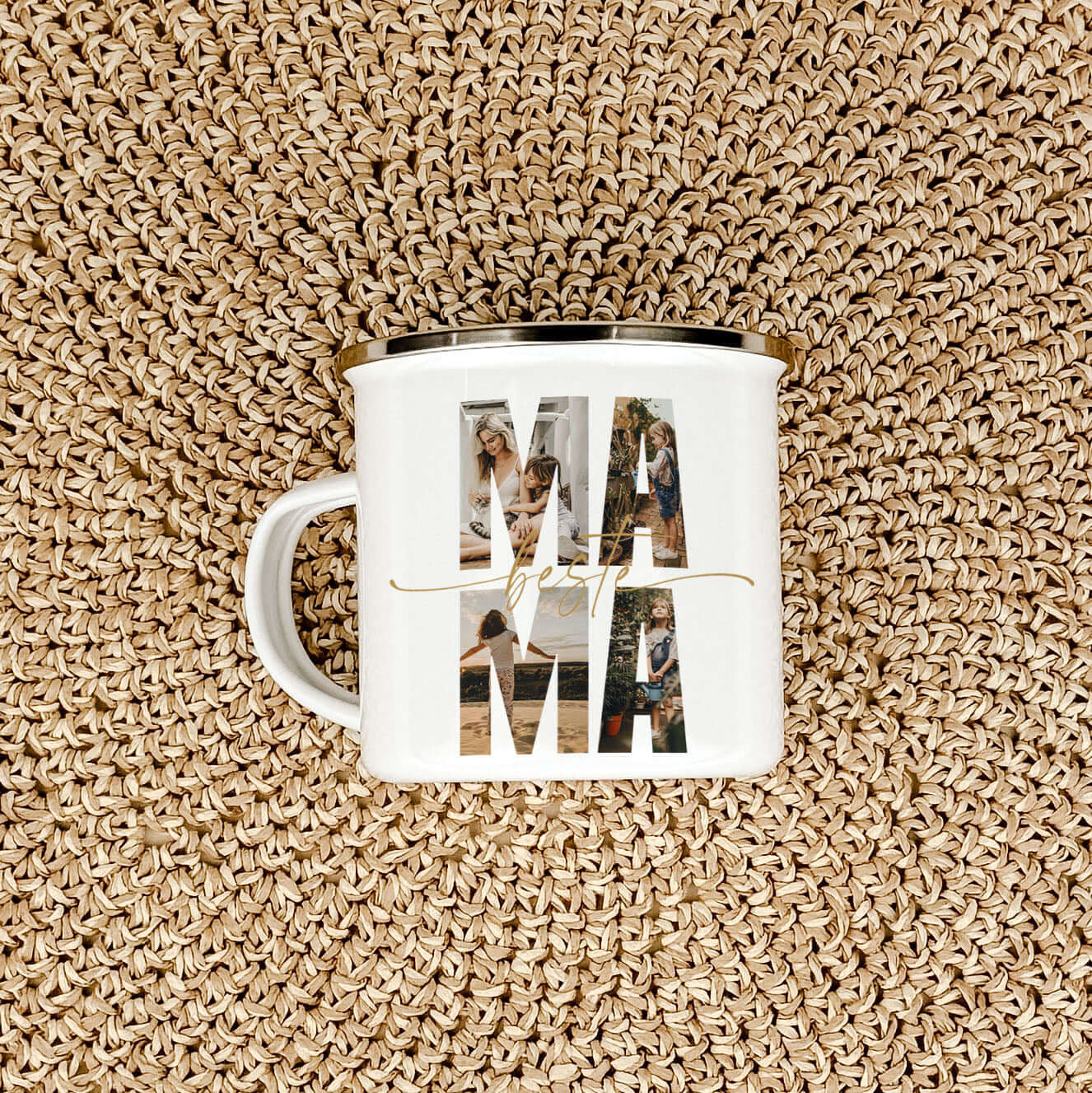 Emaille Tasse beste Mama-famprints-Emaille Tasse-Entdecke die perfekte Art, deiner Mama zu zeigen, wie viel sie dir bedeutet: unsere personalisierte Emaille Tasse beste Mama. Diese Tasse ist nicht nur ein praktisches Geschenk, sondern ein liebevolles Stat