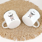 Emaille Tasse Esel Portrait-famprints-Emaille Tasse-Entdecke die einzigartige Emaille Tasse Esel Portrait – das ideale personalisierte Geschenk für Kinder! Mit einem bezaubernden Esel-Porträt in schöner Aquarell-Optik wird diese Emaille Tasse personalisie