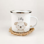 Emaille Tasse Hund Portrait-famprints-Emaille Tasse-Entdecke unsere einzigartige Emaille Tasse Hund Portrait – das perfekte personalisierte Geschenk für jedes Kind. Mit einer Füllmenge von 300 ml ist dieser Emaille Becher nicht nur stilvoll, sondern auch