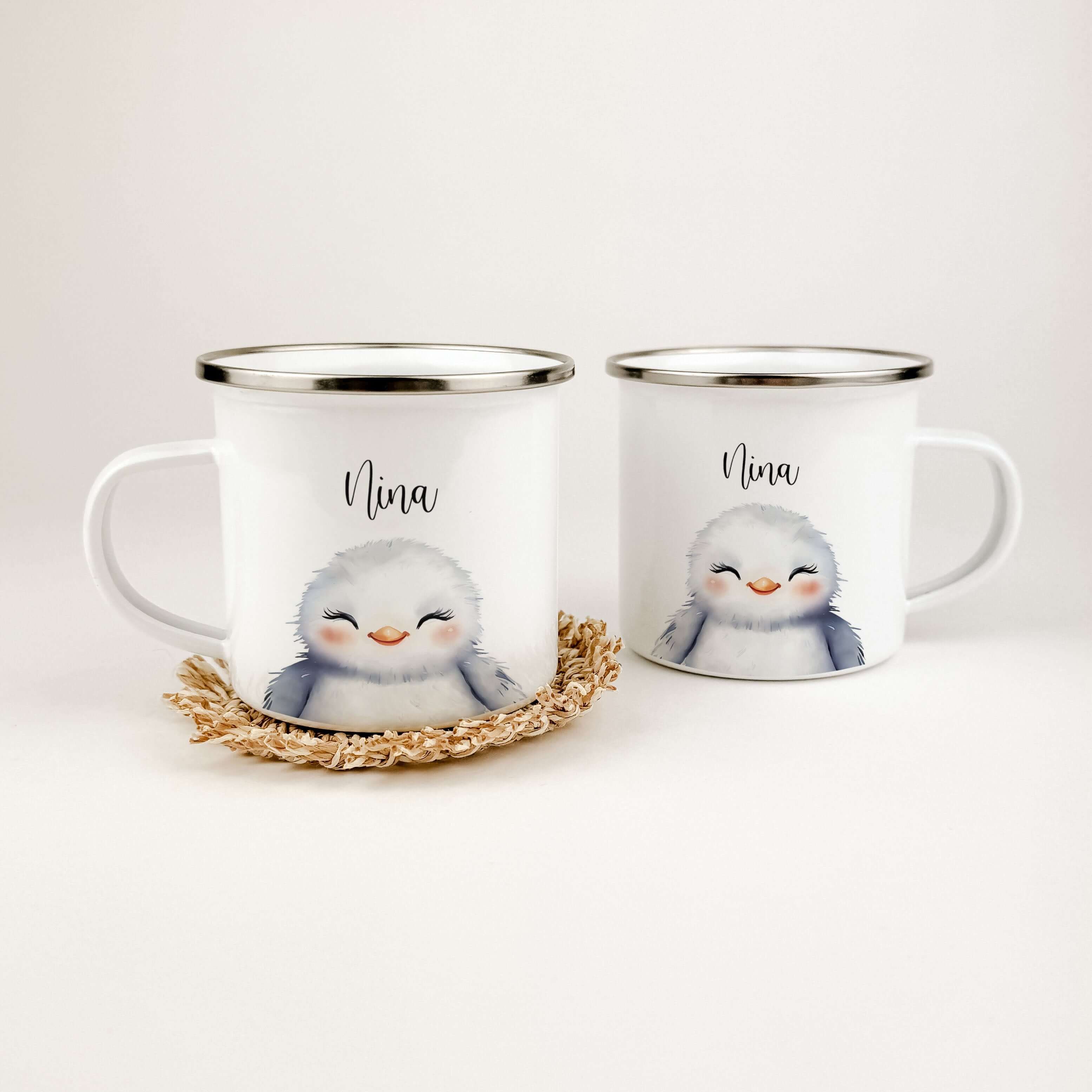 Emaille Tasse Vogel Portrait-famprints-Emaille Tasse-Entdecke die zauberhafte Emaille Tasse Vogel Portrait – das perfekte personalisierte Geschenk für kleine und große Entdecker! Mit einem Fassungsvermögen von 300 ml und einem federleichten Gewicht von nu