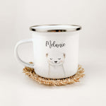 Emaille Tasse Wiesel Portrait-famprints-Emaille Tasse-Entdecke die zauberhafte Emaille Tasse Wiesel Portrait – ideale für kleine Tierfreunde! Diese personalisierte Tasse begeistert mit einem liebevoll gestalteten Wiesel-Porträt in einer ansprechenden Aqua