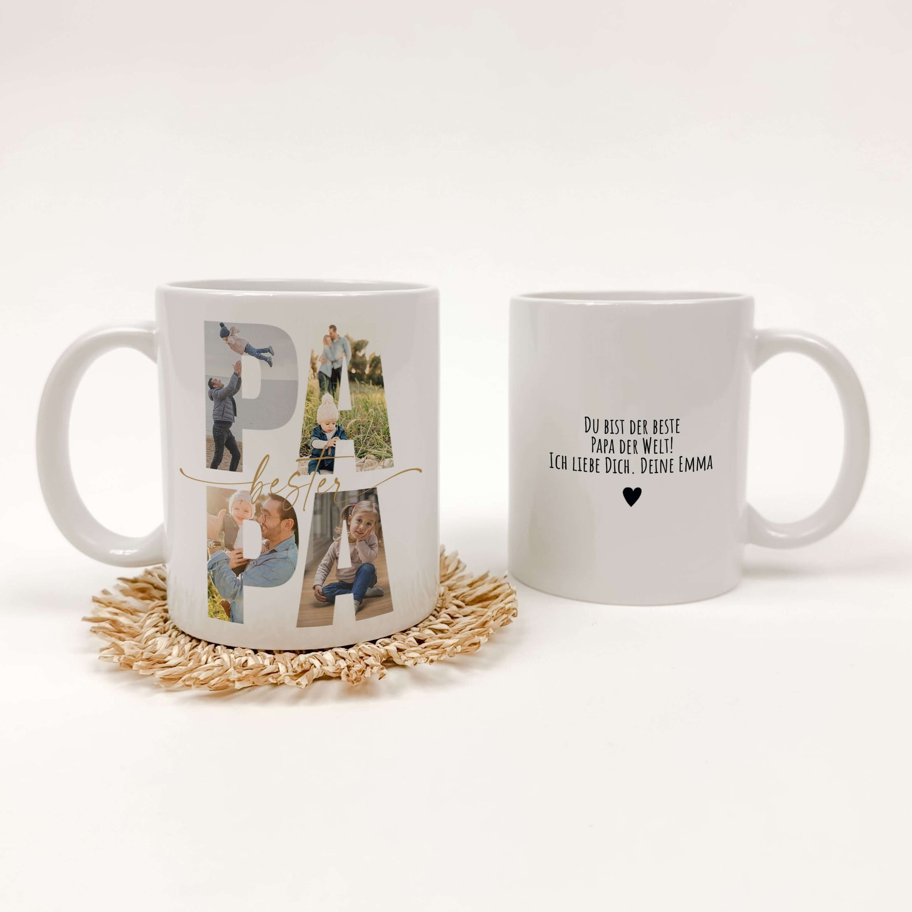 Tasse bester Papa-famprints-Keramik Tasse-Entdecke die Tasse bester Papa – das ideale Geschenk, das sofort Freude bringt! Mit dieser personalisierten Keramiktasse schaffst du unvergessliche Momente, indem du die Lieblingsfotos deines Vaters hinter den Buc