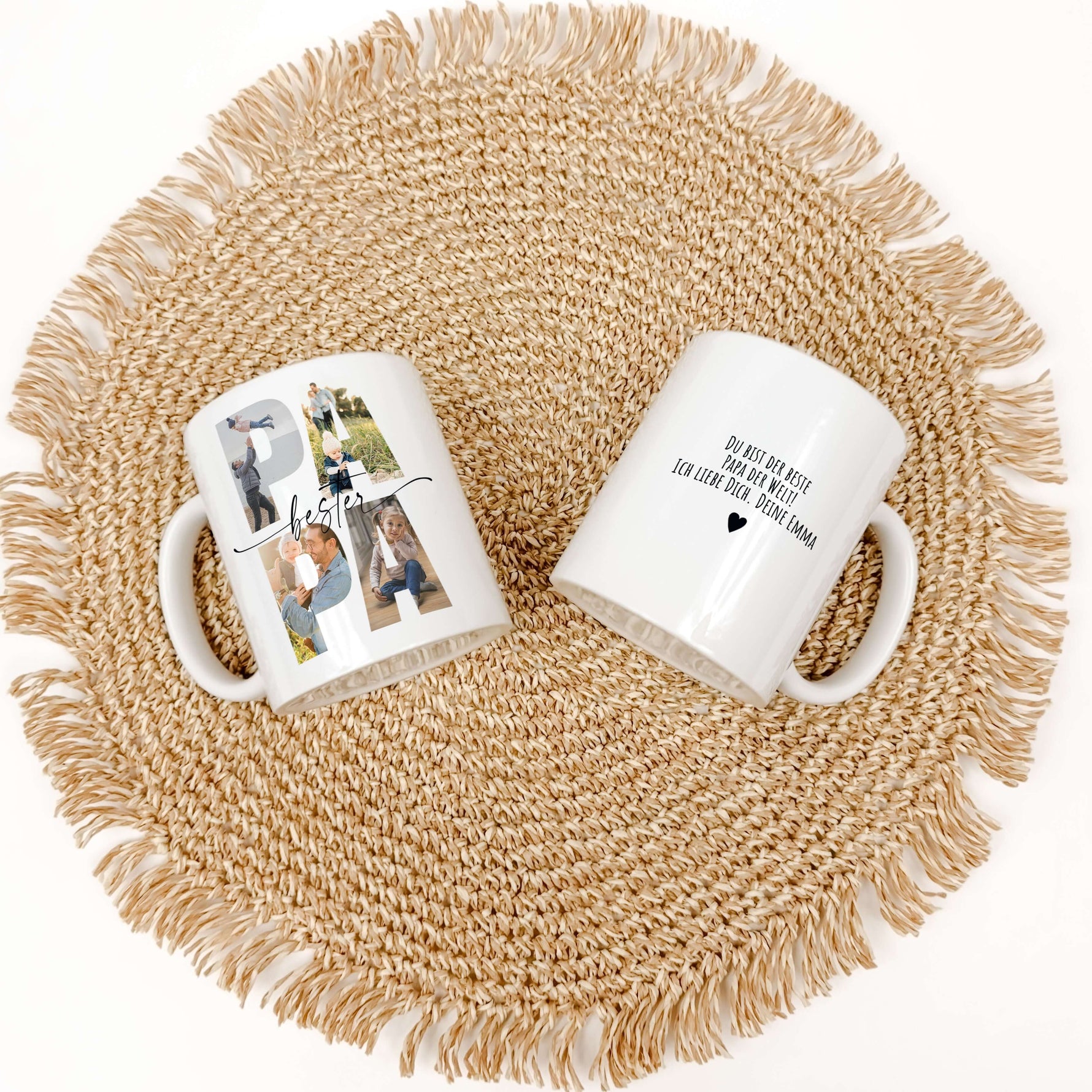 Tasse bester Papa-famprints-Keramik Tasse-Entdecke die Tasse bester Papa – das ideale Geschenk, das sofort Freude bringt! Mit dieser personalisierten Keramiktasse schaffst du unvergessliche Momente, indem du die Lieblingsfotos deines Vaters hinter den Buc