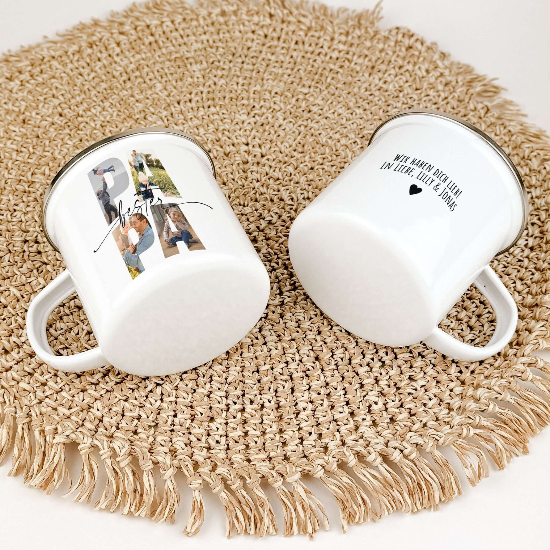 Emaille Tasse bester Papa-famprints-Emaille Tasse-Überrasche deinen Papa mit einer ganz besonderen Emaille Tasse bester Papa, die nicht nur praktisch ist, sondern auch von Herzen kommt. Diese personalisierte Tasse ist mehr als nur ein Trinkgefäß – sie ist