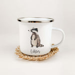 Emaille Tasse Dachs-famprints-Emaille Tasse-Entdecke die zauberhafte Emaille Tasse Dachs – die perfekte Emaille Tasse personalisiert für unvergessliche Momente! Mit ihrem niedlichen Dachs in Aquarell-Optik zaubert sie jedem ein Lächeln ins Gesicht und ist