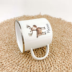 Emaille Tasse Elch-famprints-Emaille Tasse-Entdecke die zauberhafte Emaille Tasse Elch – das perfekte Geschenk für kleine Tier Liebhaber! Diese liebevoll personalisierte Tasse mit dem Namen deines Kindes und einem süßen Elch in Aquarell-Optik verleiht jed