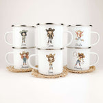 Emaille Tasse Cowgirl-famprints-Emaille Tasse-Entdecke die zauberhafte Emaille Tasse Cowgirl – ein einzigartiges Geschenk, das jedem Kinderherz Freude bereitet! Mit der Möglichkeit, die Tasse mit einem Namen zu personalisieren, wird jedes Getränk zu etwas