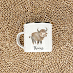 Emaille Tasse Ochse-famprints-Emaille Tasse-Entdecke die zauberhafte Emaille Tasse Ochse ein absolutes Highlight für kleine Abenteurer und ihre großen Begleiter! Diese liebevoll gestaltete Emaille Tasse personalisiert ist nicht nur ein praktisches Accesso