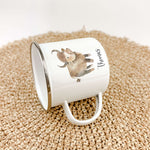 Emaille Tasse Ochse-famprints-Emaille Tasse-Entdecke die zauberhafte Emaille Tasse Ochse ein absolutes Highlight für kleine Abenteurer und ihre großen Begleiter! Diese liebevoll gestaltete Emaille Tasse personalisiert ist nicht nur ein praktisches Accesso