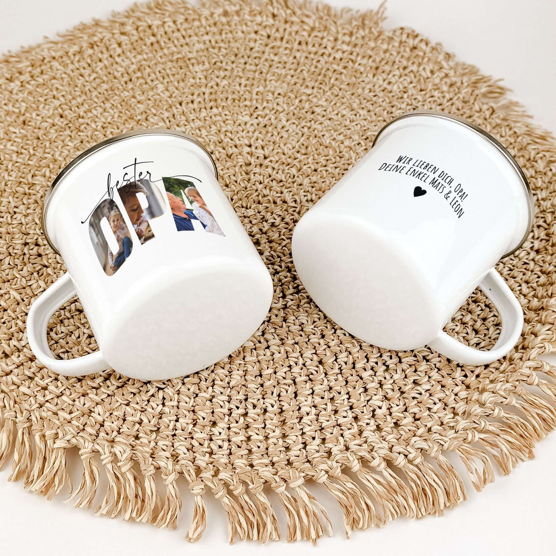 Emaille Tasse bester Opa-famprints-Emaille Tasse-Mach deinem Opa eine ganz besondere Freude mit unserer personalisierten Emaille Tasse bester Opa, die nicht nur seine Kaffeepausen verschönert, sondern auch ein einzigartiges Stück Erinnerung wird. Diese Ta