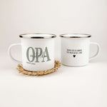 Emaille Tasse Opa seit-famprints-Emaille Tasse-Verschenke ein Stück Liebe und Erinnerung mit unserer einzigartigen Emaille Tasse „Opa seit“. Diese personalisierte Tasse ist nicht nur ein praktisches Accessoire, sondern ein emotionales Geschenk, das die be