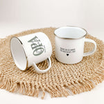 Emaille Tasse Opa seit-famprints-Emaille Tasse-Verschenke ein Stück Liebe und Erinnerung mit unserer einzigartigen Emaille Tasse „Opa seit“. Diese personalisierte Tasse ist nicht nur ein praktisches Accessoire, sondern ein emotionales Geschenk, das die be