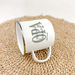 Emaille Tasse Opa seit-famprints-Emaille Tasse-Verschenke ein Stück Liebe und Erinnerung mit unserer einzigartigen Emaille Tasse „Opa seit“. Diese personalisierte Tasse ist nicht nur ein praktisches Accessoire, sondern ein emotionales Geschenk, das die be