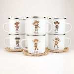 Emaille Tasse Cowboy-famprints-Emaille Tasse-Mit ihrem liebevoll gestalteten süßen Cowboy in Aquarell Optik ist diese Tasse nicht nur ein echter Hingucker, sondern auch ein perfektes Geschenk für Kinder zur Einschulung, Taufe oder Ostern. Der brillante un