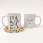 Tasse Papa seit-Keramik Tasse-famprints-Entdecke die Tasse Papa seit – das perfekte Geschenk, um Väter zu feiern und ihnen ein Lächeln ins Gesicht zu zaubern. Mit dieser personalisierten Keramik-Tasse, die Platz für die Namen der Kinder und das Jahr als P