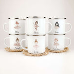 Emaille Tasse Ballerina-famprints-Emaille Tasse-Die Emaille Tasse Ballerina ist das perfekte Geschenk für kleine Mädchen! Personalisiert mit ihrem Namen und bedruckt mit einer süßen Ballerina in Aquarell Optik, begeistert sie nicht nur durch ihr einzigart
