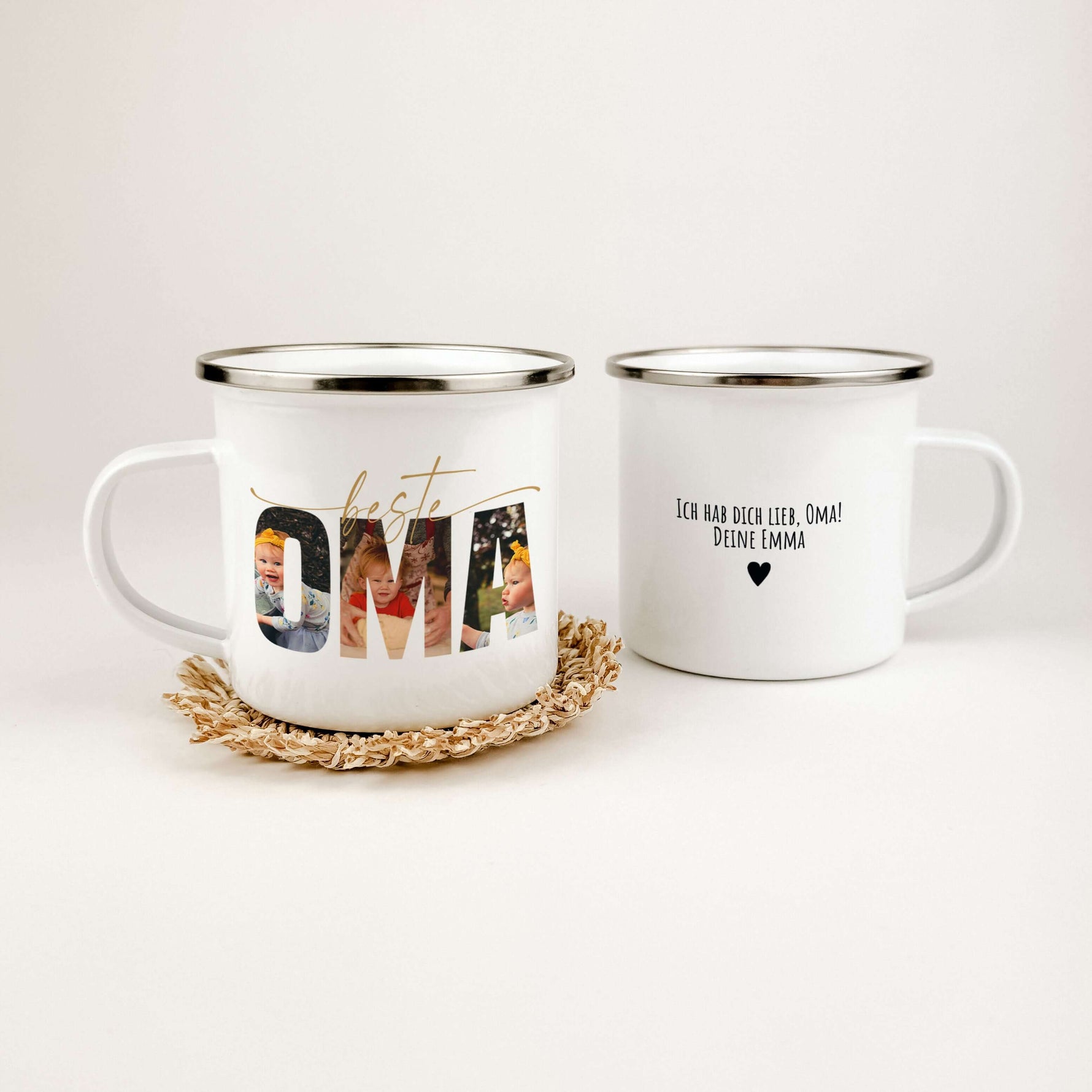Emaille Tasse beste Oma-famprints-Emaille Tasse-Überrasche deine Oma mit der einzigartigen Emaille Tasse beste Oma – dem perfekten Geschenk, das von Herzen kommt. Diese persönliche Oma Tasse vereint Funktionalität mit emotionalem Wert und verkörpert eure