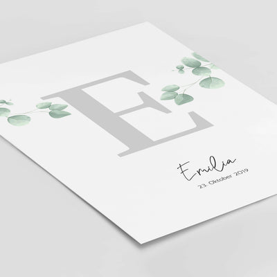 Buchstaben Poster 'Eukalyptus' BF alt, Buchstaben Poster, Kinderposter, Neuheit, Personalisiertes Poster Personalisiertes Poster Größe: Digitaler Download, 13x18cm, 21x30cm, 30x40cm, 40x50cm, 50x70cm, 61x91cm famprints