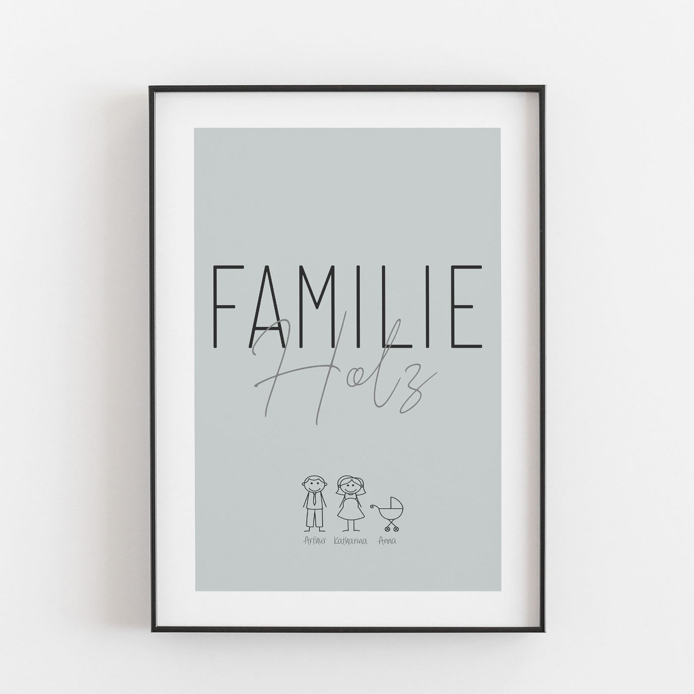 Familienposter 'Doodle' Bestseller, BF alt, Familienposter, Neuheit, Personalisiertes Poster Personalisiertes Poster Größe: Digitaler Download Farbe: Fog Green famprints