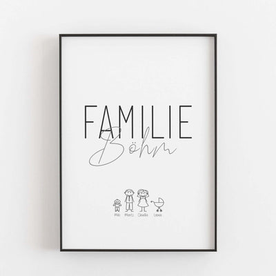 Familienposter 'Doodle' Bestseller, BF alt, Familienposter, Neuheit, Personalisiertes Poster Personalisiertes Poster Größe: Digitaler Download Farbe: White famprints