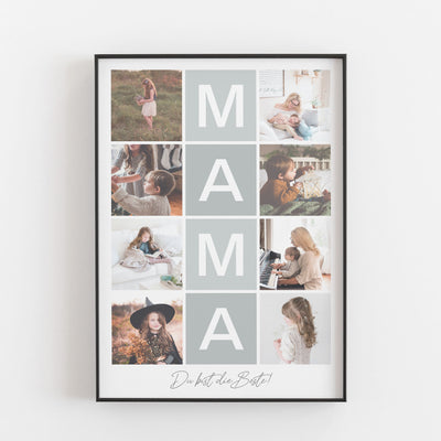 Fotocollage Mama Bestseller, BF alt, Foto Poster, Neuheit, Personalisiertes Poster Personalisiertes Poster Größe: Digitaler Download Farbe: Fog Green famprints