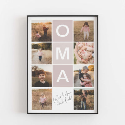 Fotocollage Oma Bestseller, Foto Poster, Neuheit, Personalisiertes Poster Personalisiertes Poster Größe: Digitaler Download Farbe: Pale Rose famprints