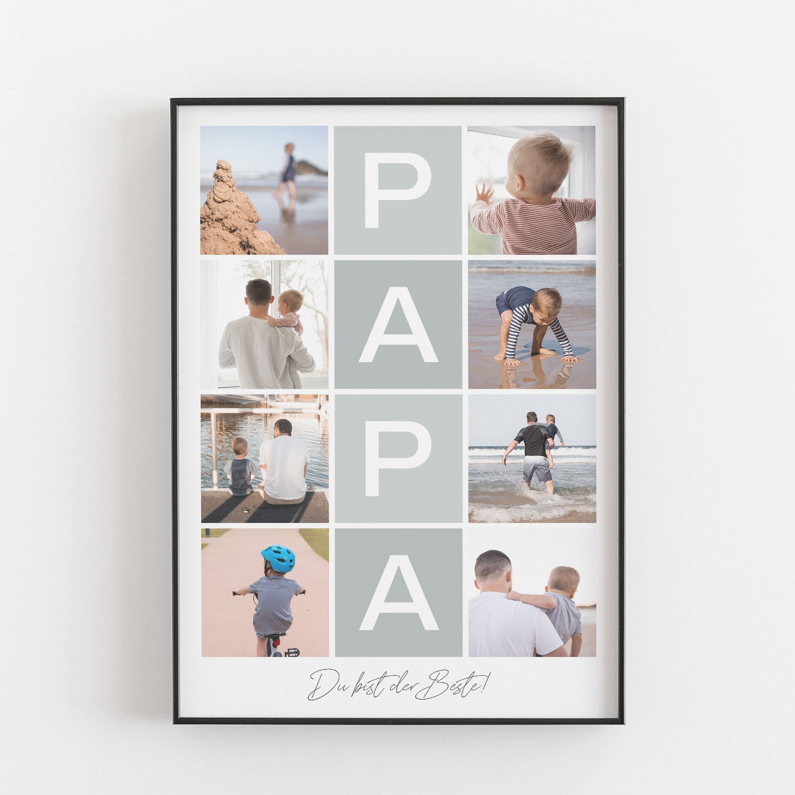 Fotocollage Papa Bestseller, BF alt, Foto Poster, Neuheit, Personalisiertes Poster Personalisiertes Poster Größe: Digitaler Download Farbe: Fog Green famprints