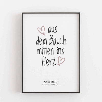 Geburtsposter 'Bauch' BF alt, Kinderposter, Personalisiertes Poster Personalisiertes Poster Größe: Digitaler Download Farbe: Granite Rose famprints