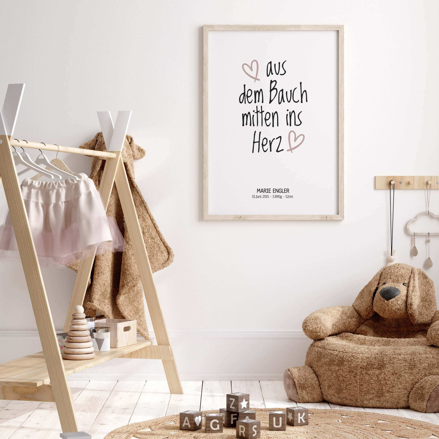 Geburtsposter 'Bauch' BF alt, Kinderposter, Personalisiertes Poster Personalisiertes Poster Größe: Digitaler Download, 13x18cm, 21x30cm, 30x40cm, 40x50cm, 50x70cm, 61x91cm Farbe: Granite Rose, Nautical Green famprints