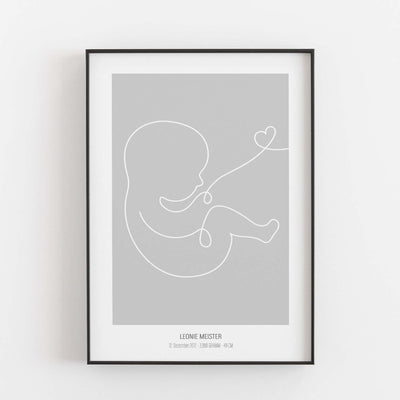 Geburtsposter Baby 'Herz' BF alt, Kinderposter, Neuheit, Personalisiertes Poster Personalisiertes Poster Größe: Digitaler Download Farbe: Polish Grey famprints