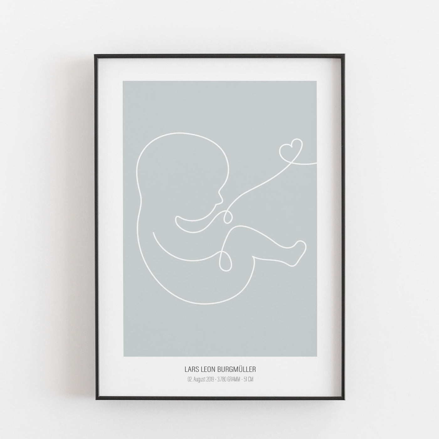 Geburtsposter Baby 'Herz' BF alt, Kinderposter, Neuheit, Personalisiertes Poster Personalisiertes Poster Größe: Digitaler Download Farbe: Fog Green famprints