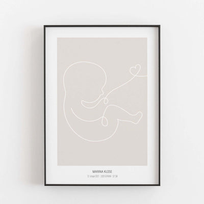 Geburtsposter Baby 'Herz' BF alt, Kinderposter, Neuheit, Personalisiertes Poster Personalisiertes Poster Größe: Digitaler Download Farbe: Stone Beige famprints