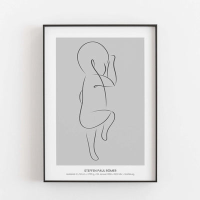 Geburtsposter Baby 'Art' - Maßstab 1:1 Bestseller, BF alt, Kinderposter, Neuheit, Personalisiertes Poster Personalisiertes Poster Größe: Digitaler Download Farbe: Polish Grey famprints