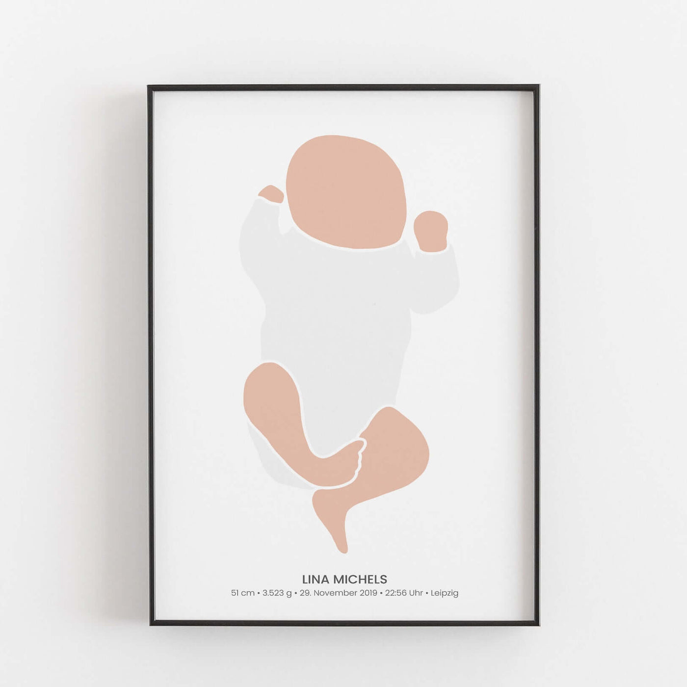 Geburtsposter Baby Illustration BF alt, Kinderposter, Neuheit, Personalisiertes Poster Personalisiertes Poster Größe: Digitaler Download Farbe: White Smoke famprints