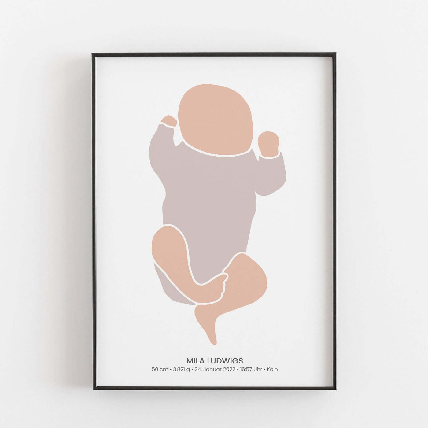 Geburtsposter Baby Illustration BF alt, Kinderposter, Neuheit, Personalisiertes Poster Personalisiertes Poster Größe: Digitaler Download Farbe: Pale Rose famprints