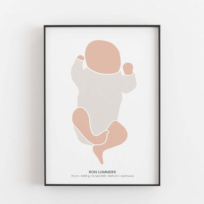 Geburtsposter Baby Illustration BF alt, Kinderposter, Neuheit, Personalisiertes Poster Personalisiertes Poster Größe: Digitaler Download Farbe: Stone Beige famprints