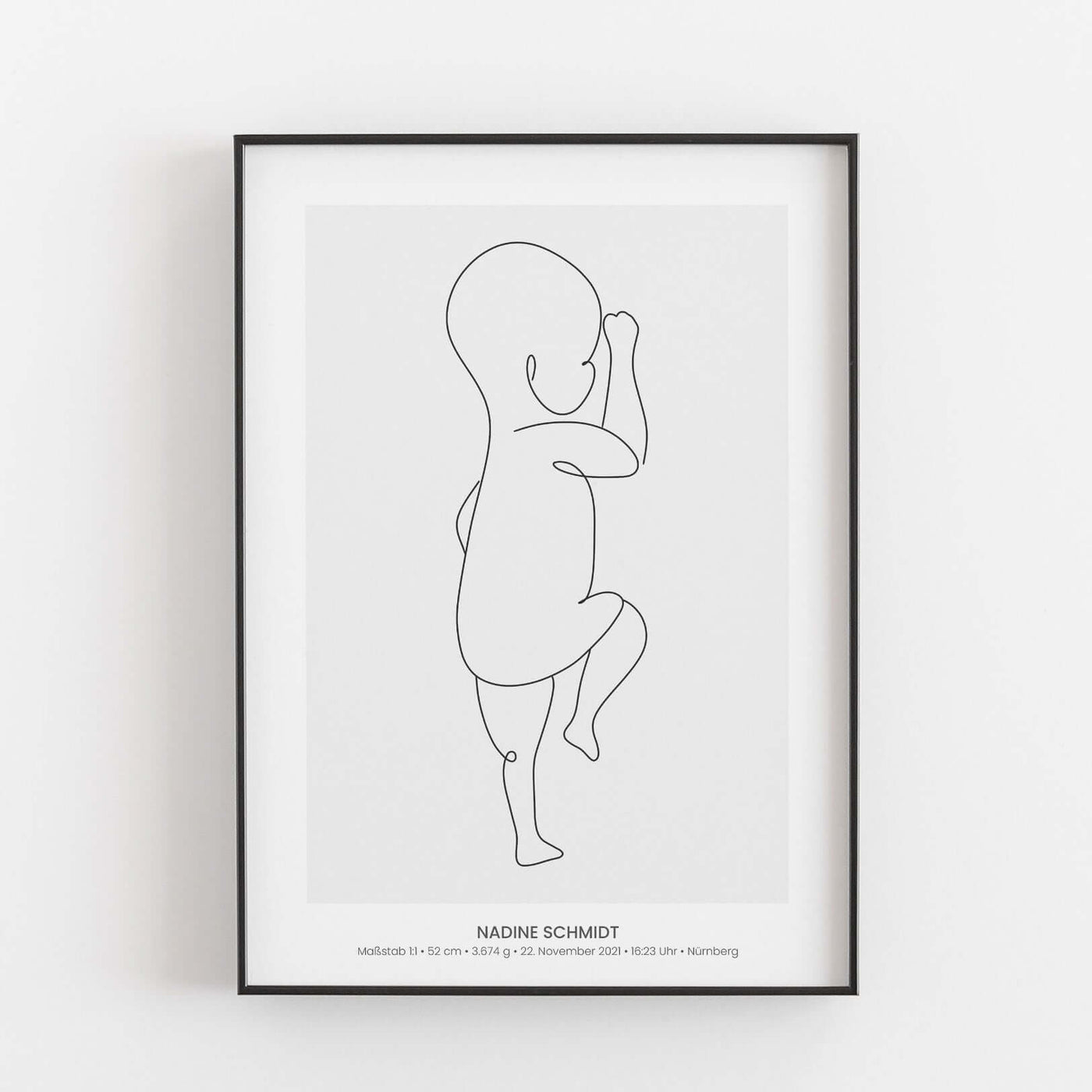 Geburtsposter Baby 'Line Art' - Maßstab 1:1 Bestseller, BF alt, Kinderposter, Neuheit, Personalisiertes Poster Personalisiertes Poster Größe: Digitaler Download Farbe: White Smoke famprints