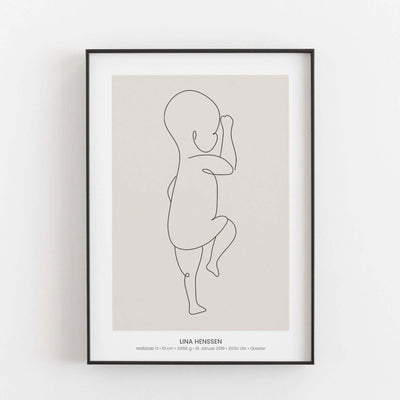 Geburtsposter Baby 'Line Art' - Maßstab 1:1 Bestseller, BF alt, Kinderposter, Neuheit, Personalisiertes Poster Personalisiertes Poster Größe: Digitaler Download Farbe: Stone Beige famprints