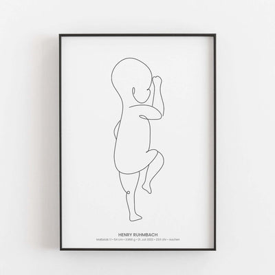 Geburtsposter Baby 'Line Art' - Maßstab 1:1 Bestseller, BF alt, Kinderposter, Neuheit, Personalisiertes Poster Personalisiertes Poster Größe: Digitaler Download Farbe: White famprints