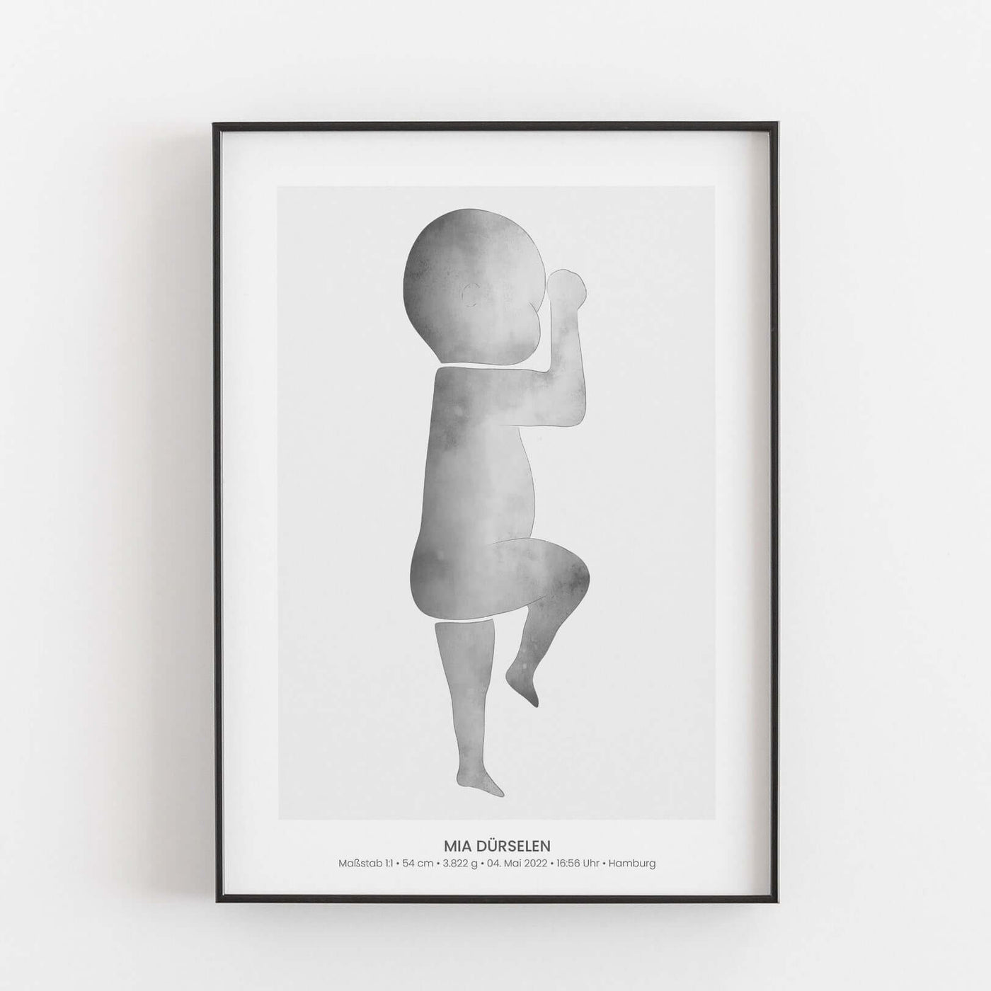Geburtsposter Baby 'Watercolor' - Maßstab 1:1 Bestseller, BF alt, Kinderposter, Neuheit, Personalisiertes Poster Personalisiertes Poster Größe: Digitaler Download Farbe: White Smoke famprints
