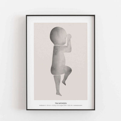 Geburtsposter Baby 'Watercolor' - Maßstab 1:1 Bestseller, BF alt, Kinderposter, Neuheit, Personalisiertes Poster Personalisiertes Poster Größe: Digitaler Download Farbe: Stone Beige famprints