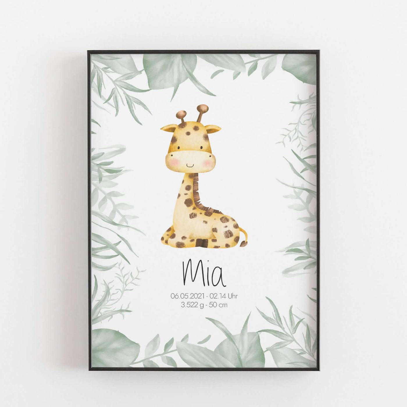 Geburtsposter 'Safari' BF alt, Kinderposter, Neuheit, Personalisiertes Poster Personalisiertes Poster Größe: Digitaler Download Motiv: Giraffe famprints