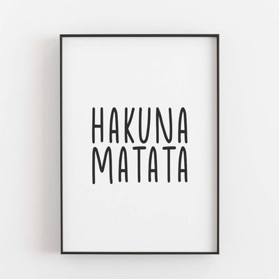 Hakuna Matata Poster BF alt, Kinderposter, schwarz weiß Poster, Sprüche Poster Poster Größe: Digitaler Download famprints