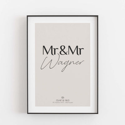 Hochzeit Poster Mr & Mr Bestseller, Liebe Poster, Personalisiertes Poster Personalisiertes Poster Größe: Digitaler Download Farbe: Stone Beige famprints